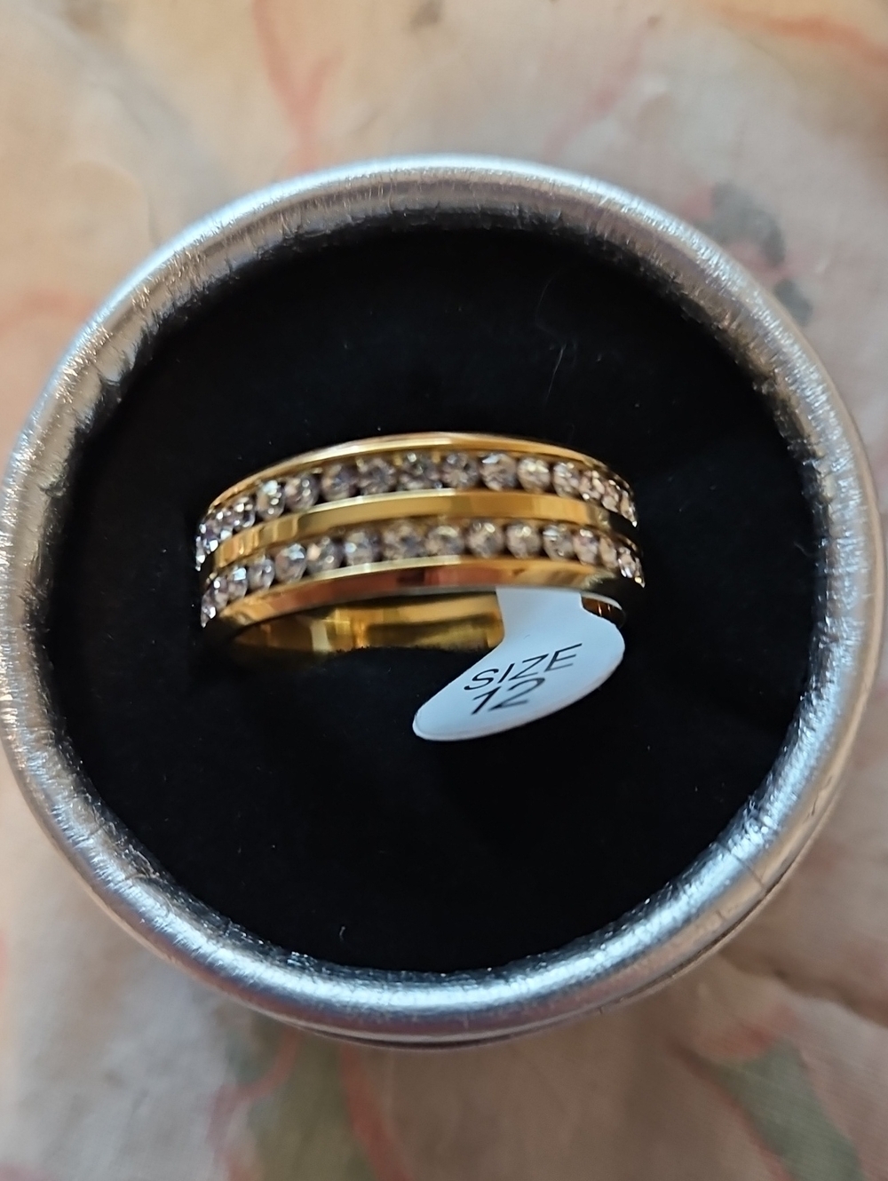 BRAND NEW ** Gold-Tone Crystal Double-Row Band Ring